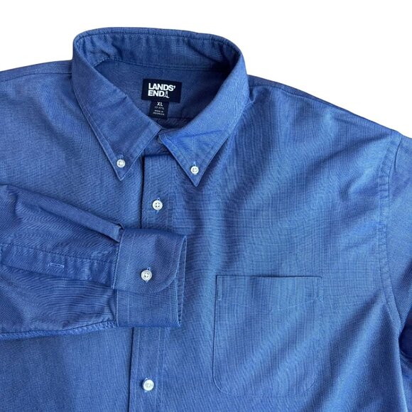 Lands End Button Down Dress Shirt Mens XL Oxford Pocket Oeko Tek Work Career‎ - Picture 1 of 7